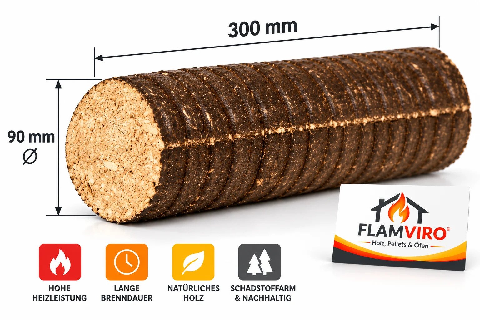 Heizfuxx Nestro M Holzbriketts Hartholz im Karton 12kg x 81 Karton 972kg Palette – Bild 2